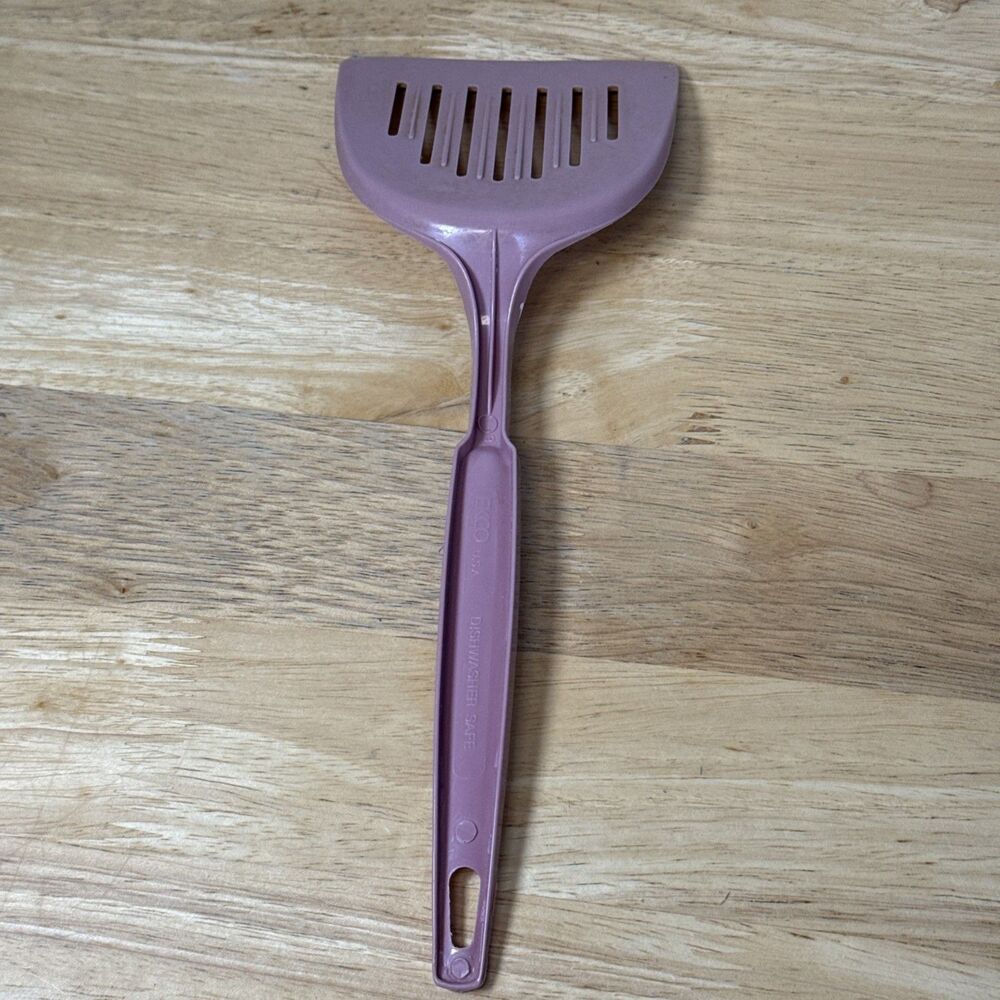 VTG EKCO Short 11” Mauve Pink Nylon Plastic Slotted Spatula Flipper USA - Picture 7 of 9